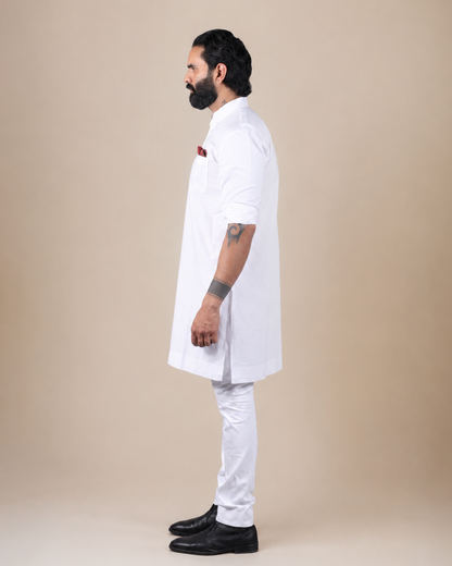 White Cotton Kurta Set