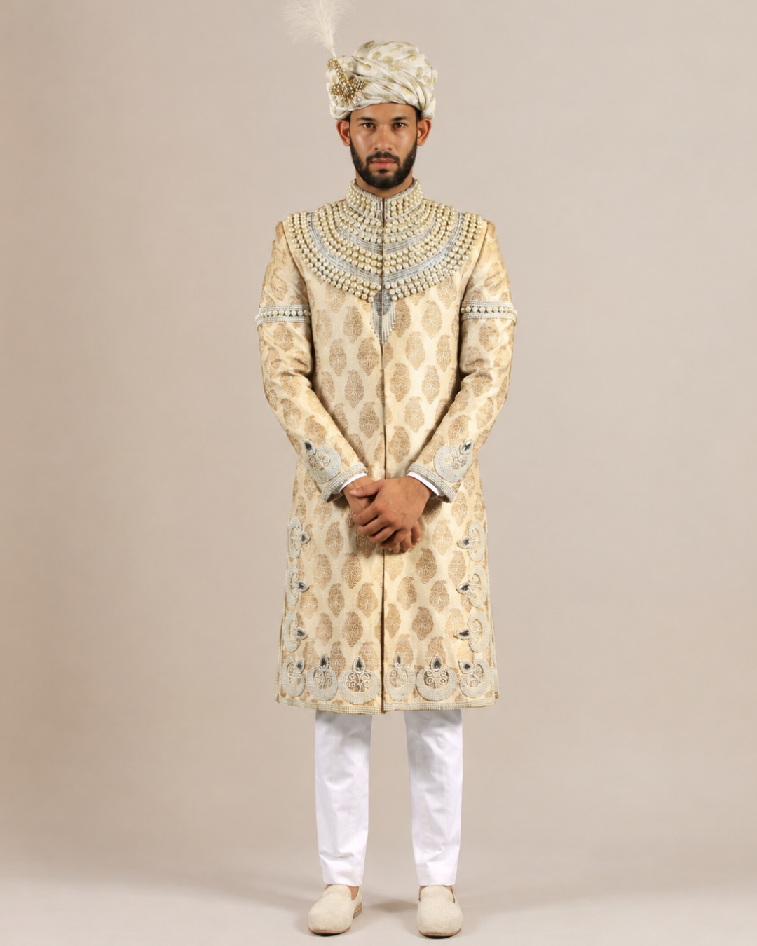Ivory Pearl Embroidered Sherwani