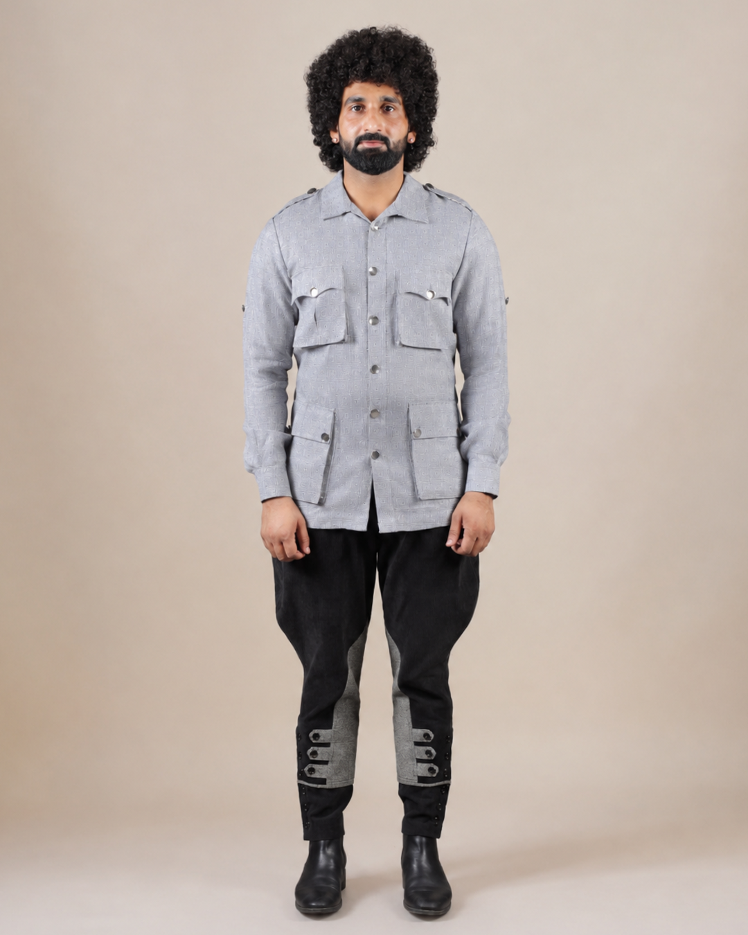 Grey Textured Hunting Shirt