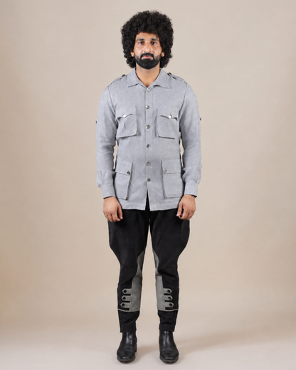 Grey Textured Hunting Shirt