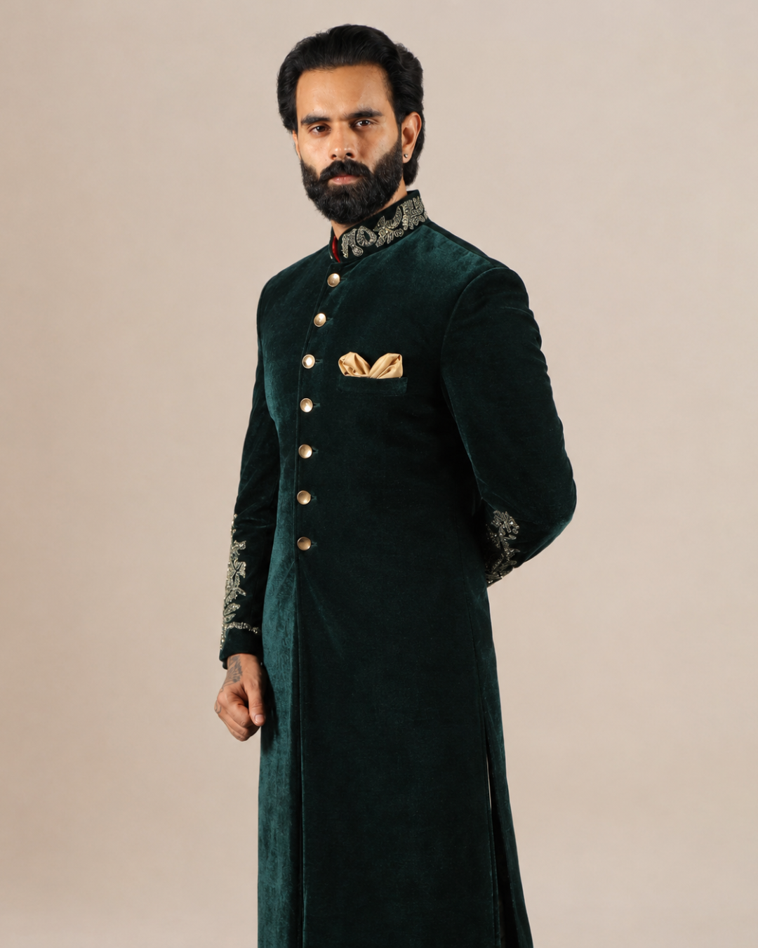 Emerald Green Velvet Sherwani