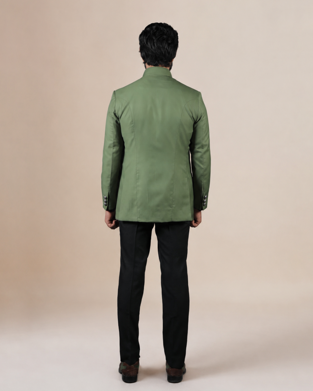 Sage Green Terry Wool Bandhgala