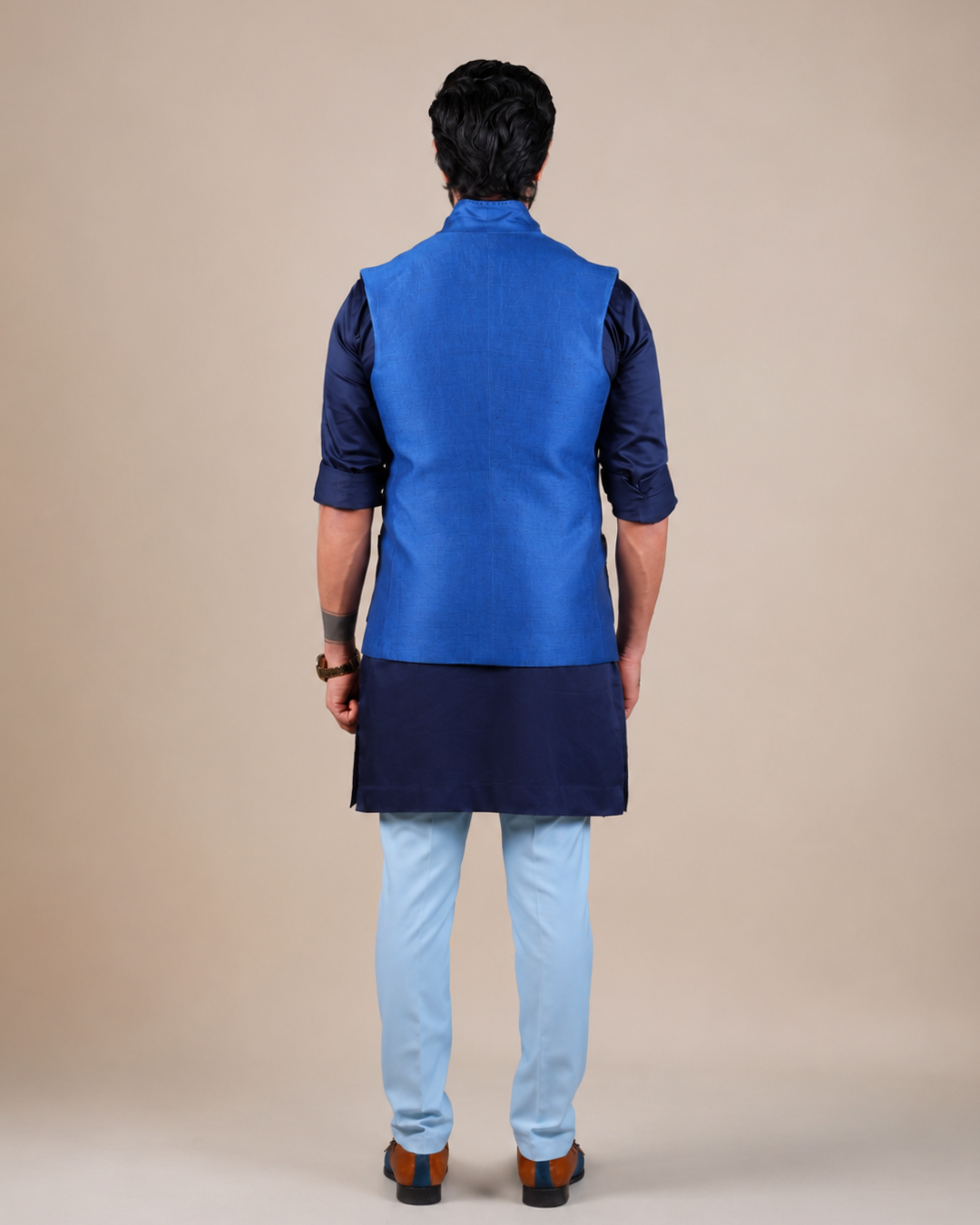 Blue Silk Nehru Jacket