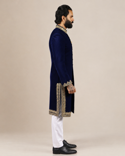 Royal Blue Velvet Sherwani