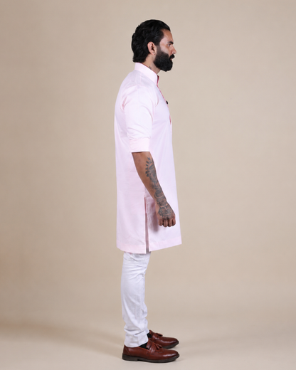 Light Pink Cotton Kurta Set