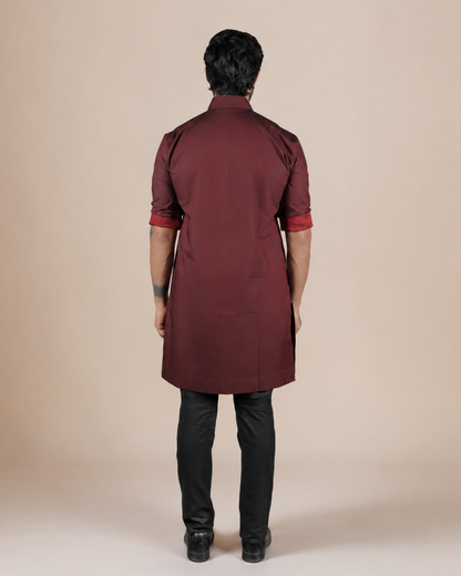 Maroon Silk Kurta Set