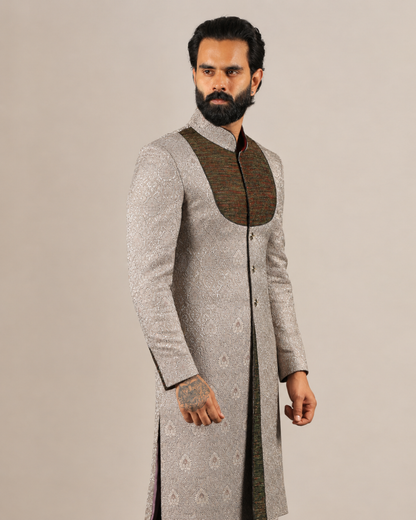 Silver Jacquard Sherwani
