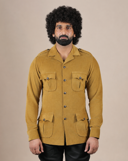 Mustard Corduroy Safari Hunting Shirt