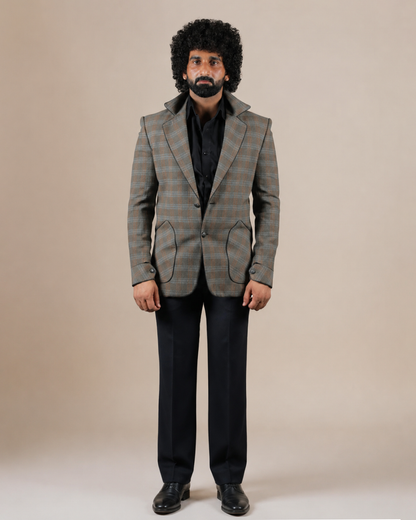 Brown Checkered Blazer