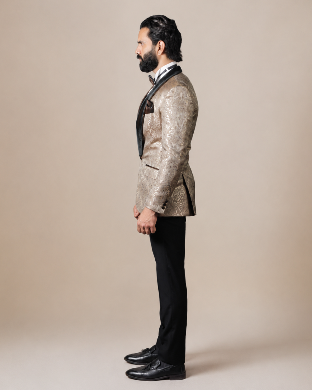 Gold Brocade Three Piece Suit
