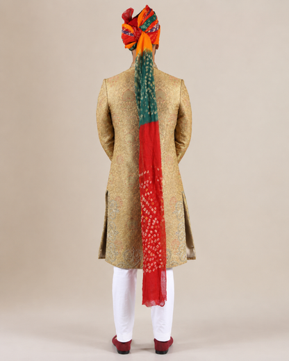 Golden Brocade Embroidered Sherwani