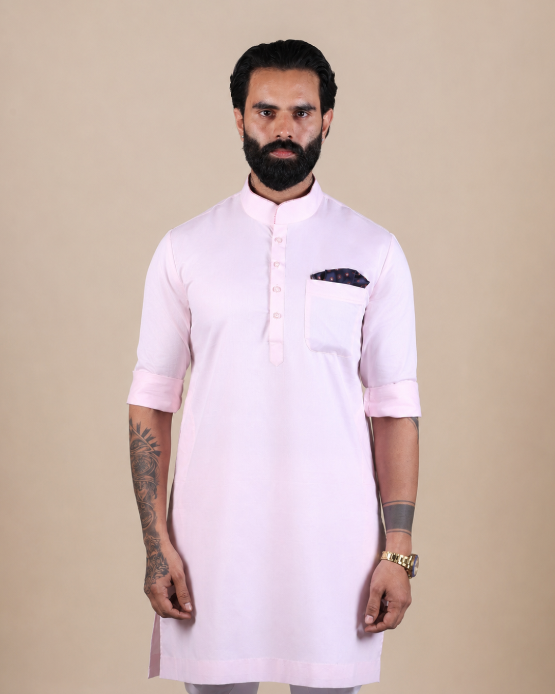 Light Pink Cotton Kurta Set