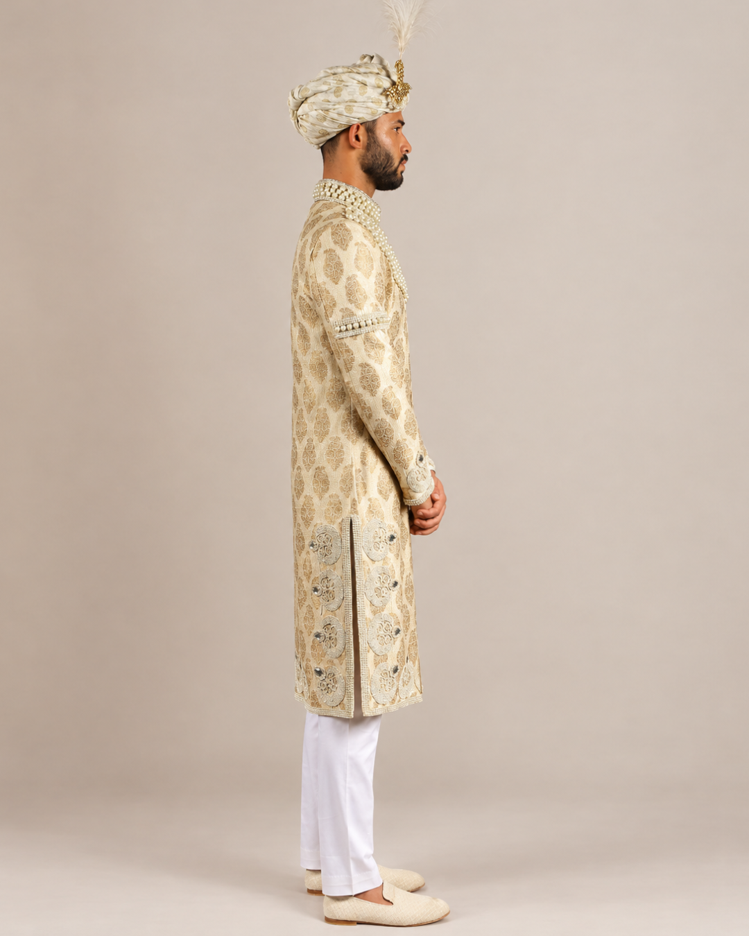 Ivory Pearl Embroidered Sherwani