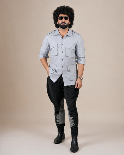 Grey Textured Hunting Shirt