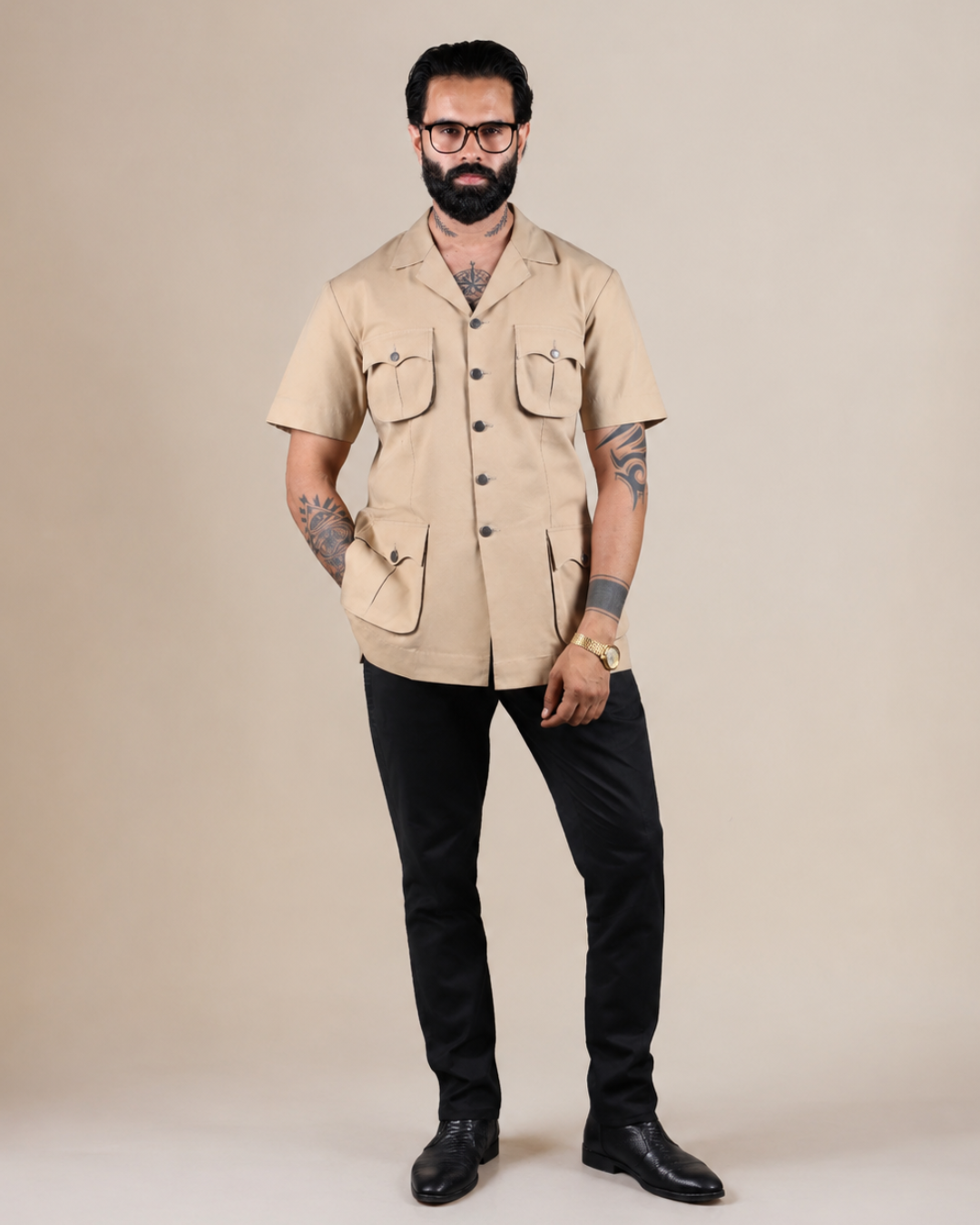 Khaki Safari Hunting Shirt
