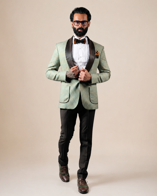 Teal & Bronze Patterned Blazer