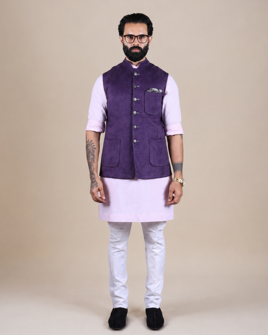 Purple Suede Nehru Jacket