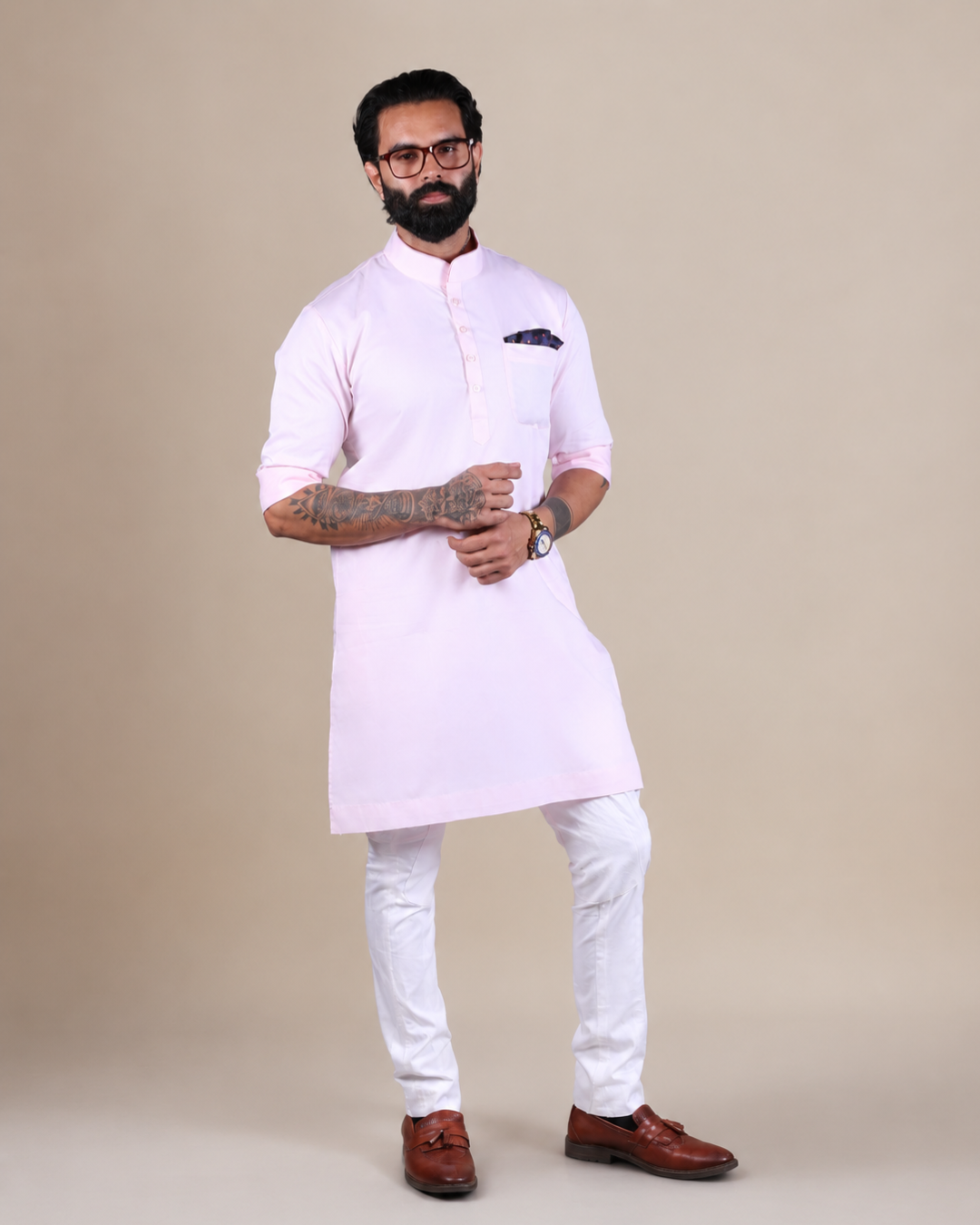 Light Pink Cotton Kurta Set