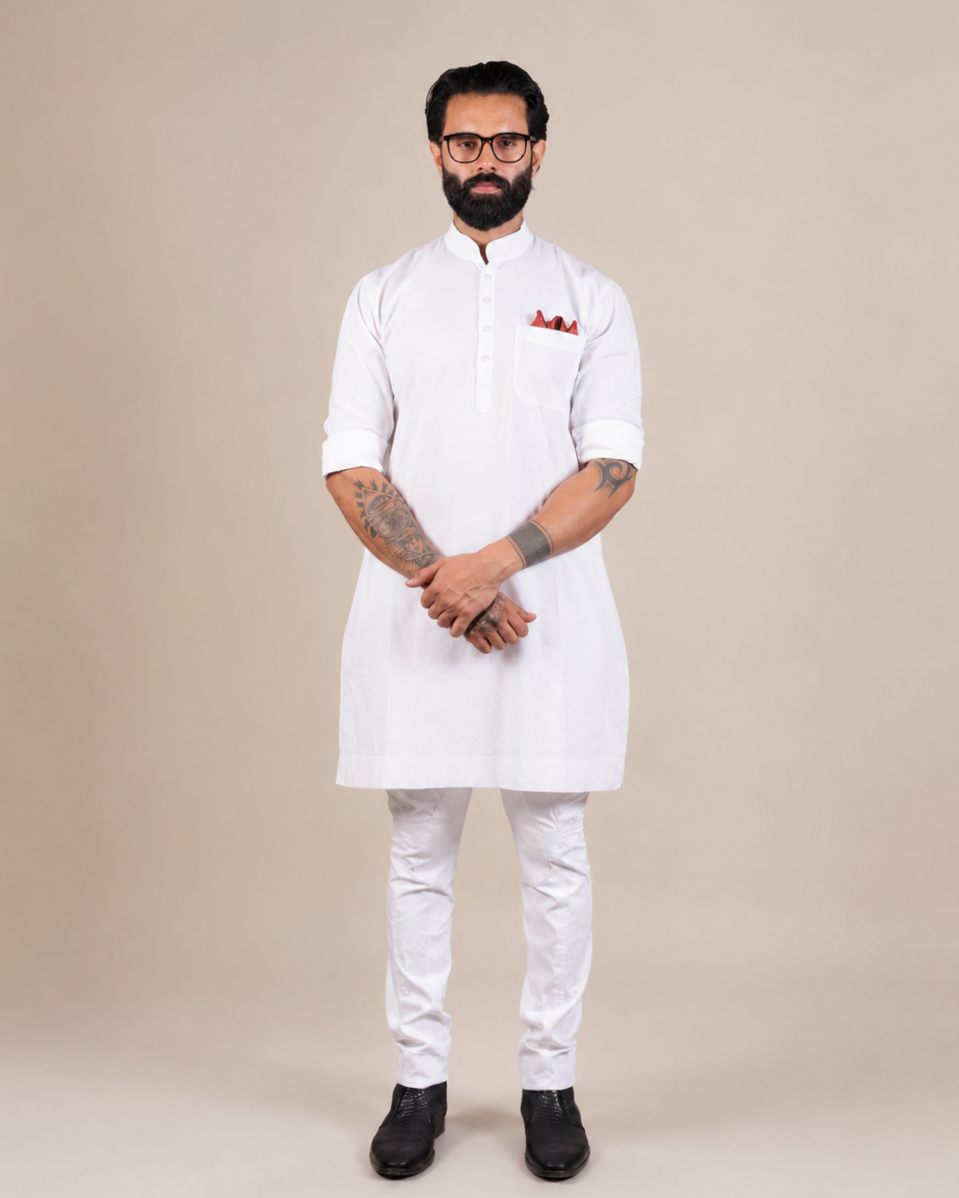 White Cotton Kurta Set