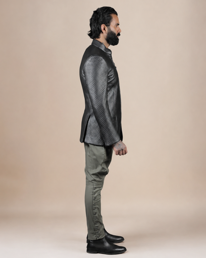Quilted Grey Leather Jacket