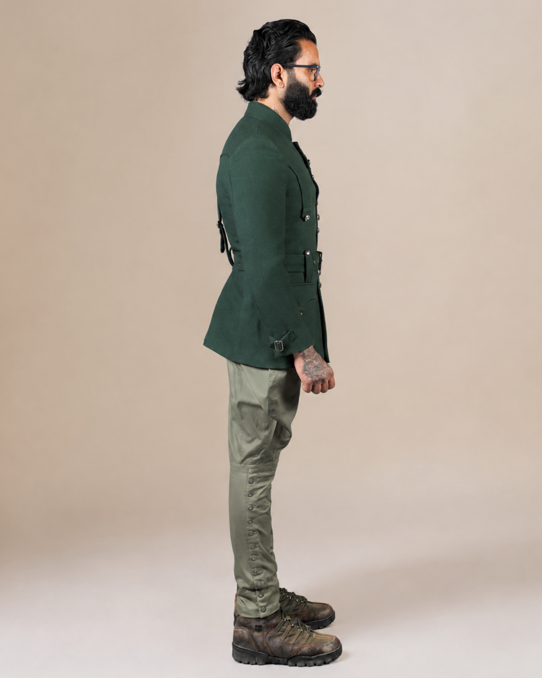 Dark Green Belted Hunting Coat