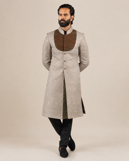 Silver Jacquard Sherwani