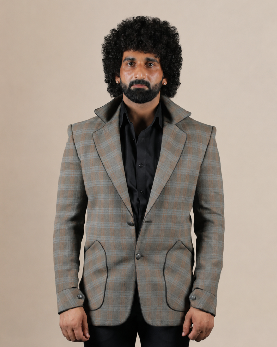 Brown Checkered Blazer