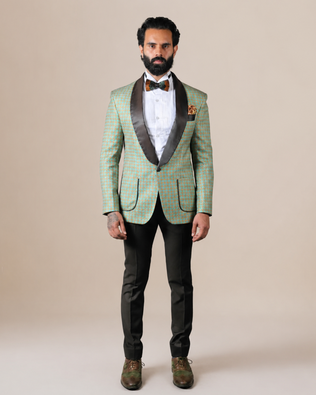 Teal & Bronze Patterned Blazer