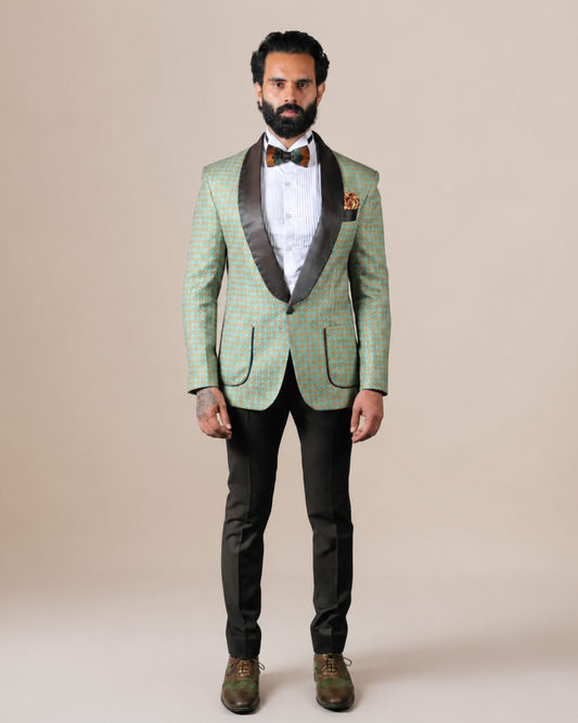Teal & Bronze Patterned Blazer