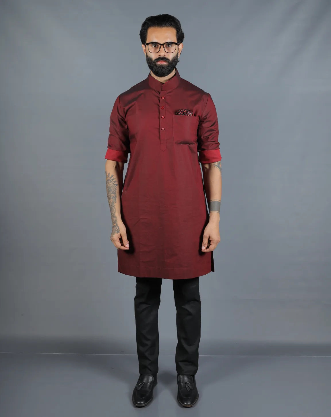 Maroon Silk Kurta