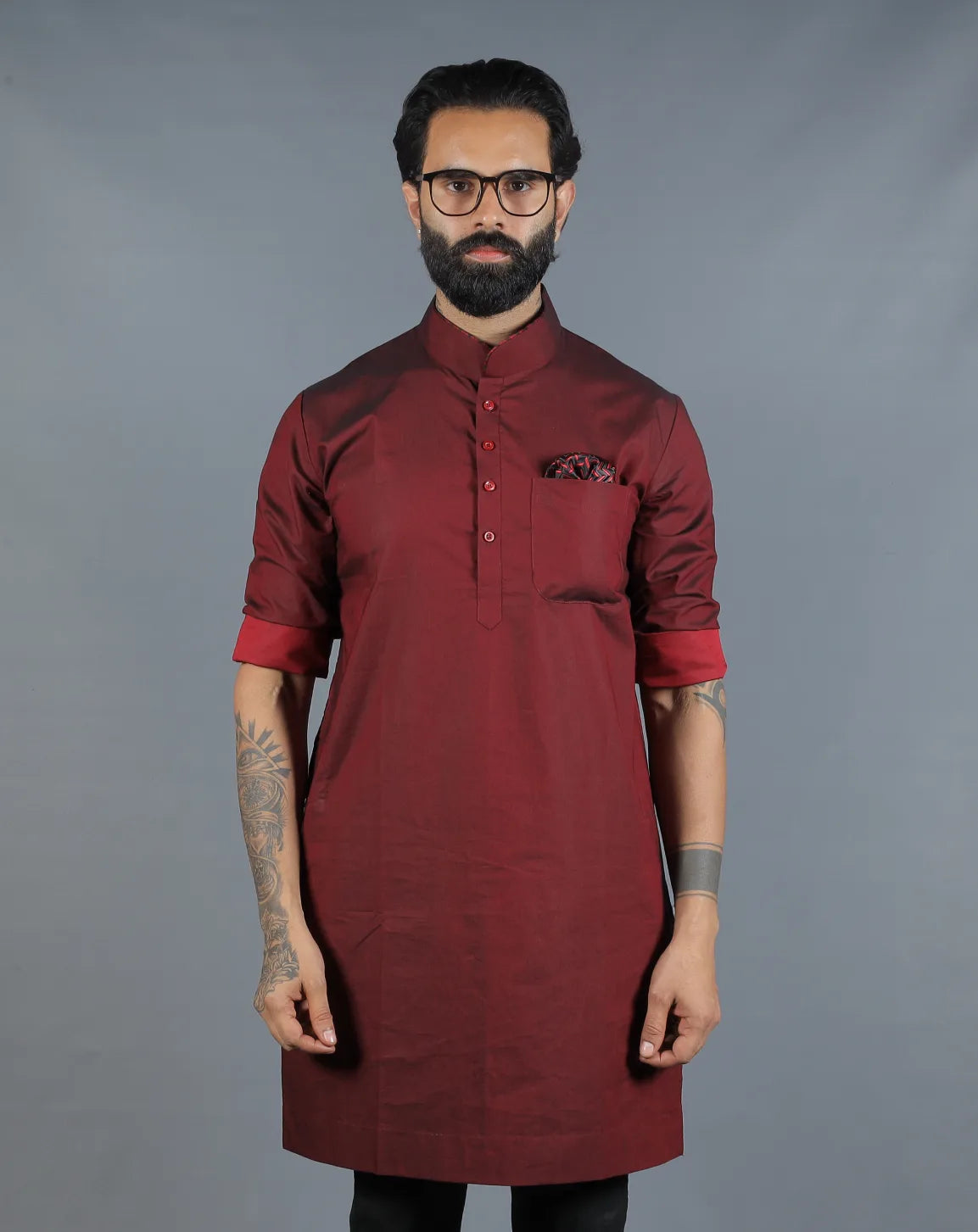 Maroon Silk Kurta