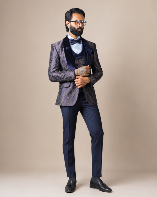 Deep Navy Blue Tuxedo Suit