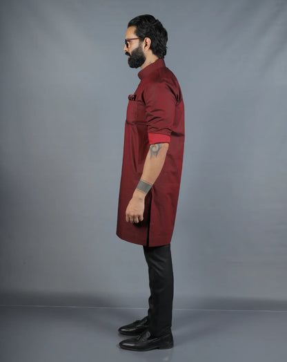 Maroon Silk Kurta