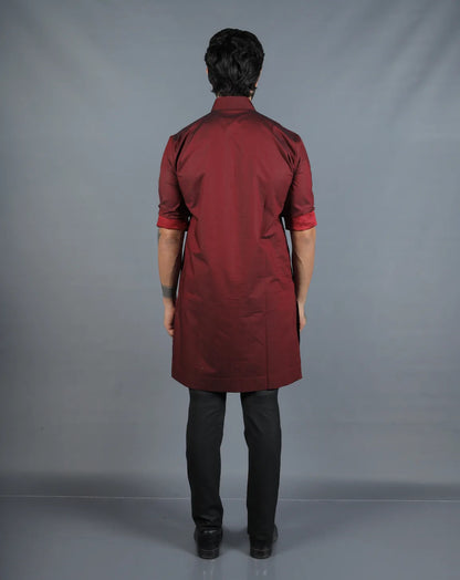 Maroon Silk Kurta