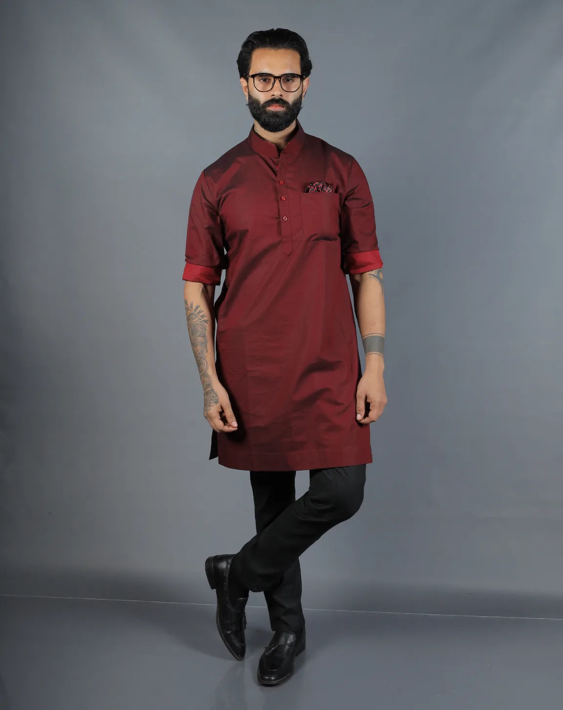 Maroon Silk Kurta