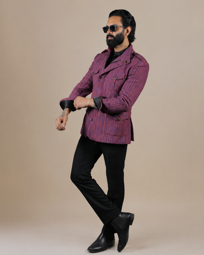 Striped Wool Hunting Jacket