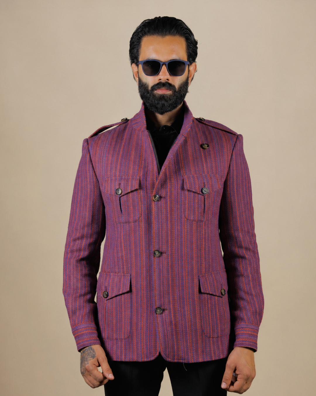 Striped Wool Hunting Jacket