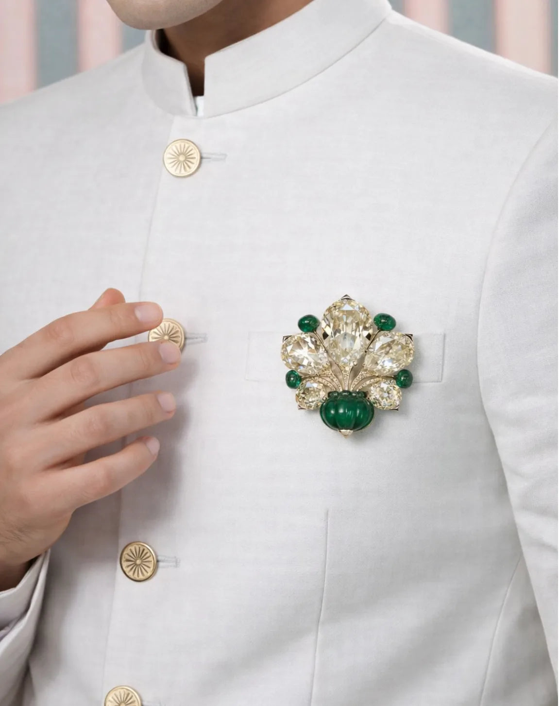 Emerald & Diamond Brooch