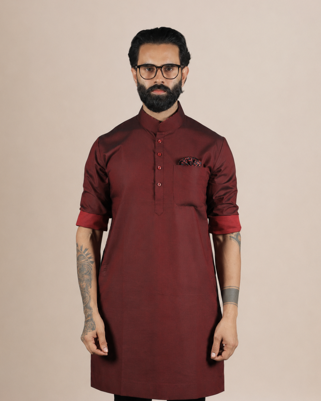 Maroon Silk Kurta Set