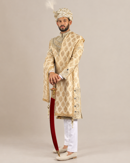 Ivory Pearl Embroidered Sherwani