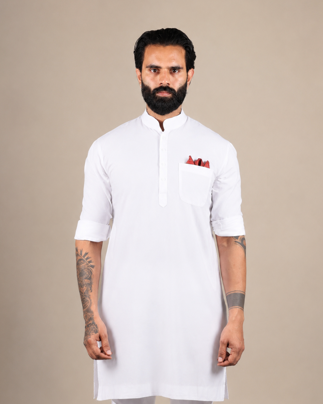 White Cotton Kurta Set