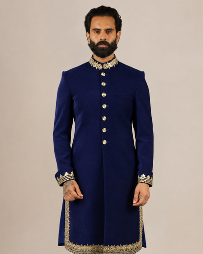 Royal Blue Velvet Sherwani