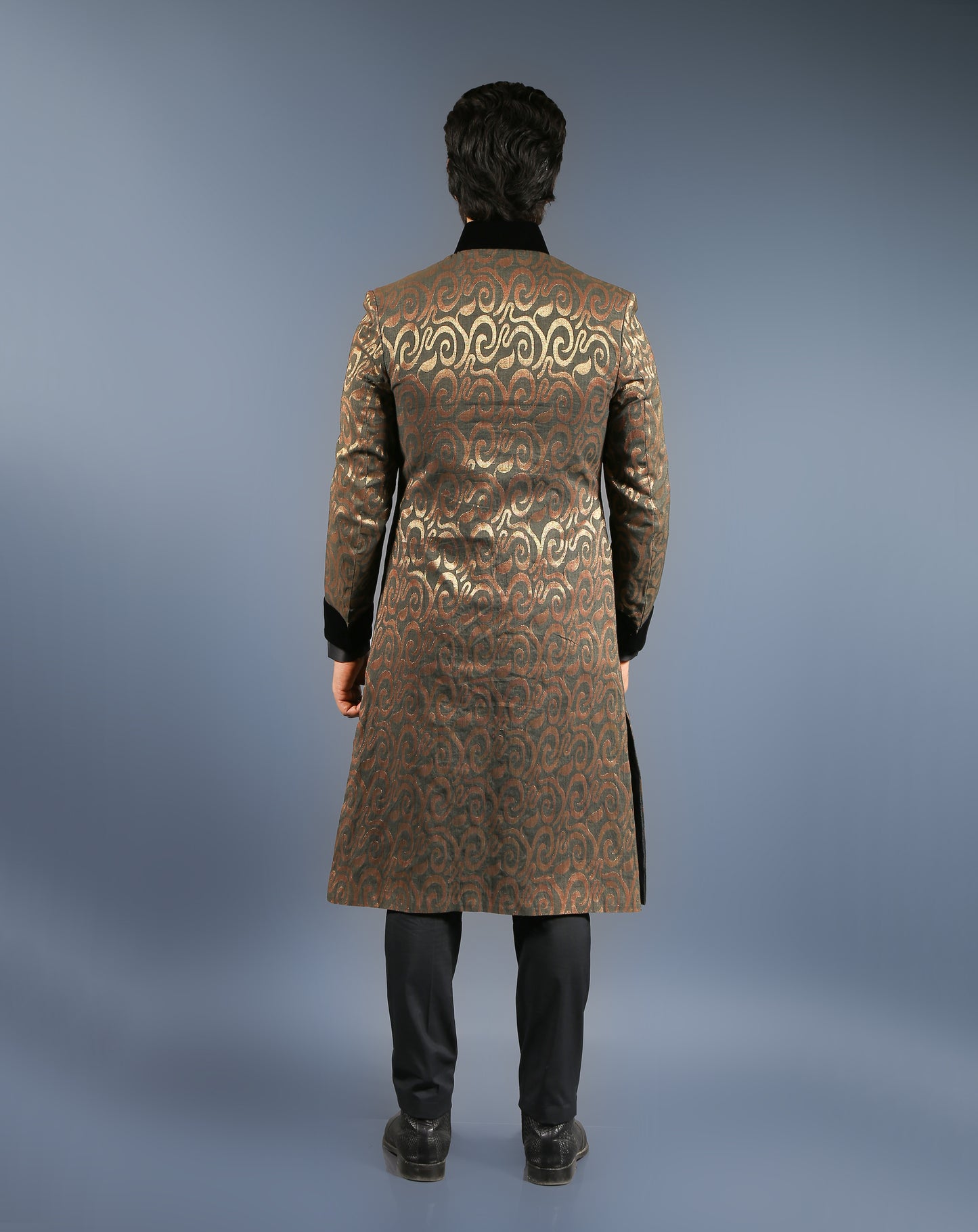Golden Black Sherwani