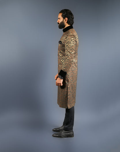 Golden Black Sherwani