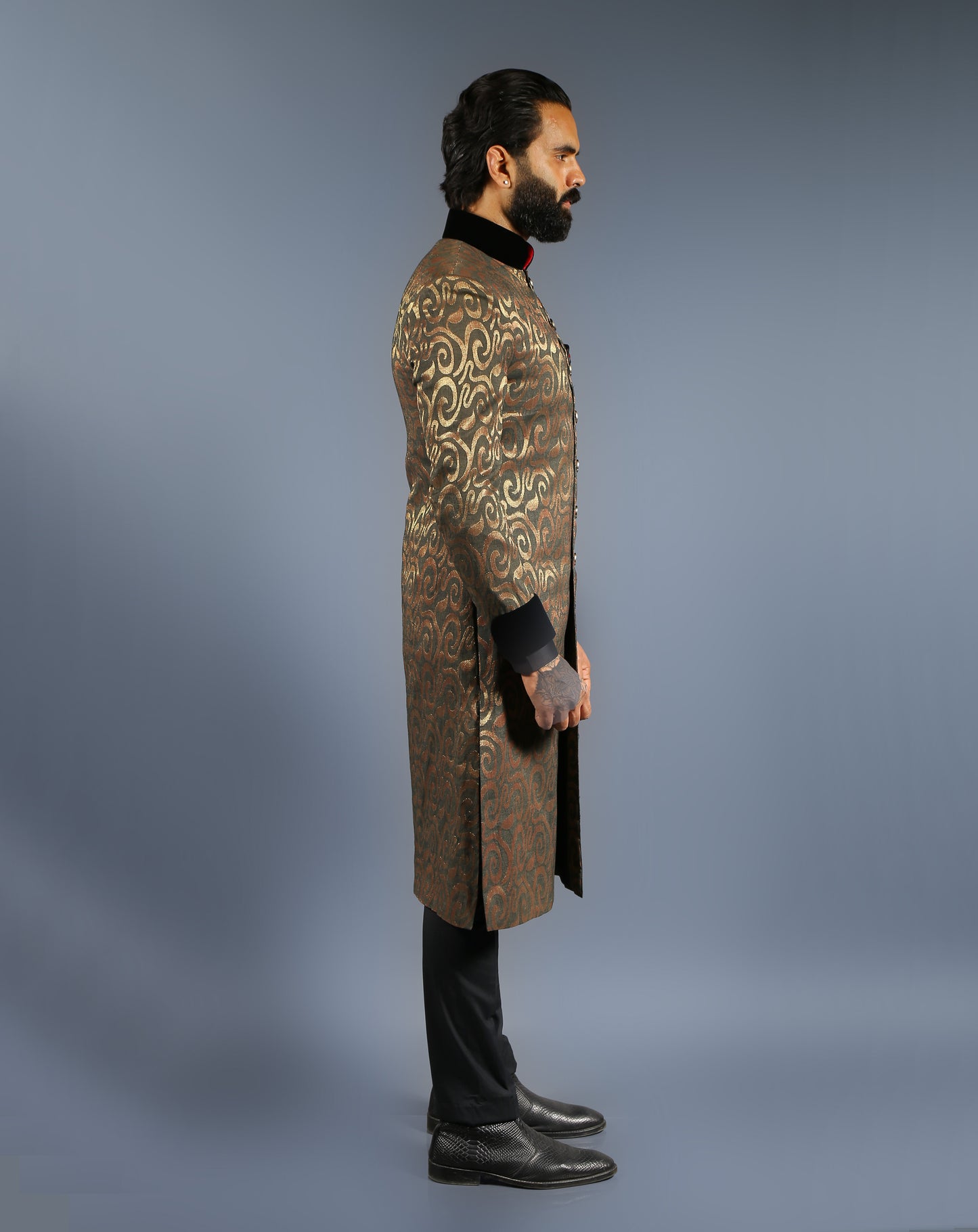 Golden Black Sherwani