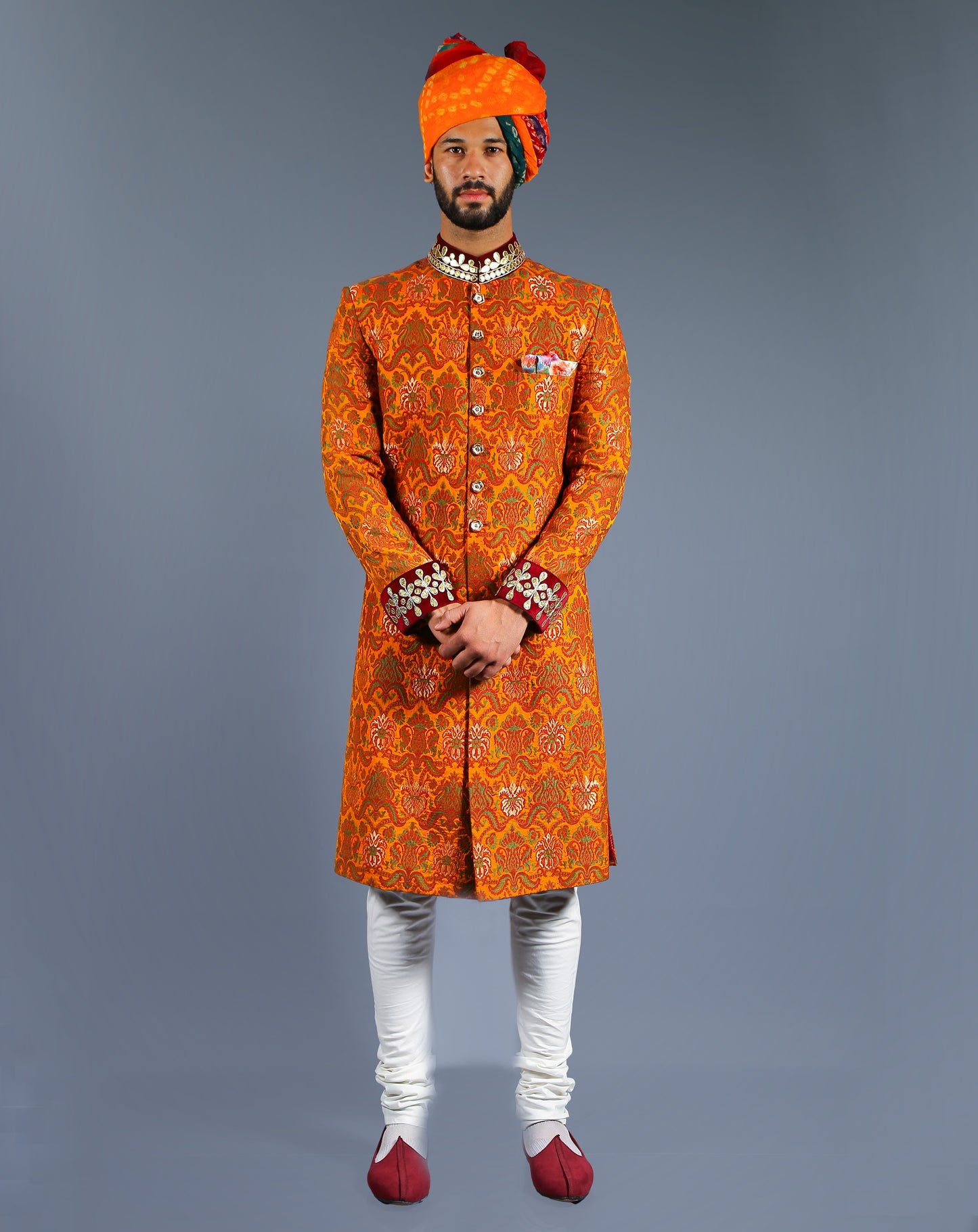 Royal Saffron Sherwani