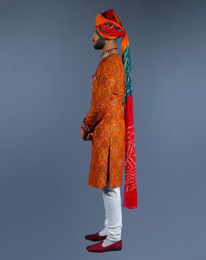 Royal Saffron Sherwani