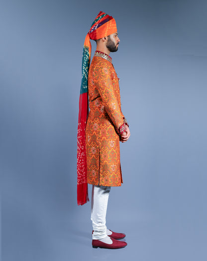 Royal Saffron Sherwani