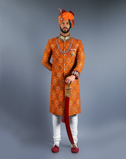 Royal Saffron Sherwani