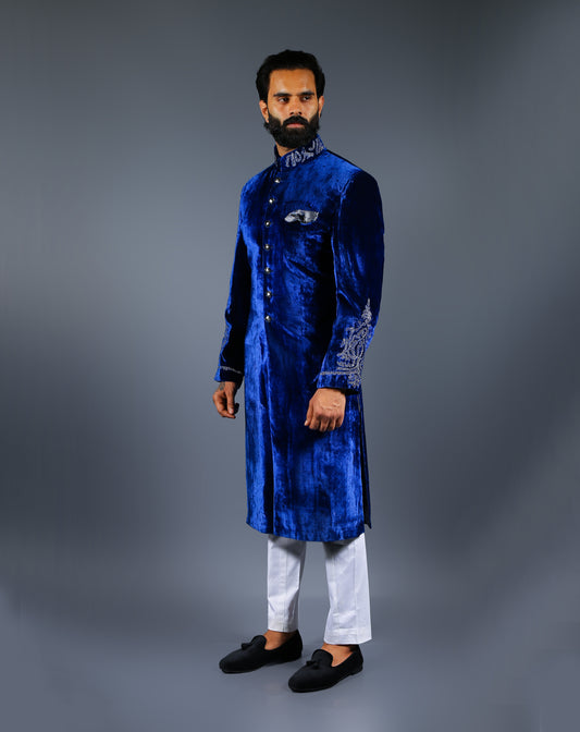 Blue Velvet Sherwani